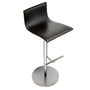 Lapalma - Thin Bar stool S24 (H 52-77 cm), frame stainless steel / seat shell leather black