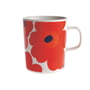 Marimekko - Oiva Unikko Mug with handle, 250 ml, white / red