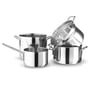 Eva Trio - Stainless Steel Pot Set (4 pcs) Saucepan 1.8 L / Pot 3.6 L / Pot 4.8 L / Pasta Colander