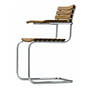 Thonet - S 40 f outdoor armchair with armrests, round stainless steel tube frame / seat and back iroko oiled