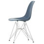 Vitra - Eames Plastic Side Chair DSR RE, chrome-plated / sea blue (basic dark felt glides)