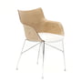 Kartell - Q/Wood armchair, chrome / white / light ash