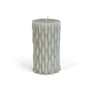 Collection - rustic block candle with decor, H 12 cm / light grey