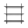 ferm living - Sector wall shelf triple, 87 cm, ash black / brass black