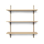 ferm Living - Sector wall shelf triple, 87 cm, oak / brass black