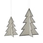 House Doctor - Threed ornaments, white / silver (set of 2)