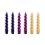 Hay - Spiral Stick candles, H 19 cm, purple / fuchsia / mustard (set of 6)