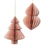 Broste Copenhagen - Christmas Mix Decorative pendant, fir tree & cones, Ø 13 x H 13 cm, dusty pink (set of 2)