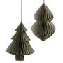Broste Copenhagen - Christmas Mix Decorative pendant, fir tree & cones, Ø 13 x H 13 cm, thyme (set of 2)