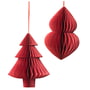 Broste Copenhagen - Christmas Mix Decorative pendant, fir tree & cones, Ø 13 x H 13 cm, pompeian red (set of 2)