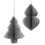 Broste Copenhagen - Christmas Mix Decorative pendant, fir tree & cones, Ø 13 x H 13 cm, silver (set of 2)