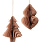 Broste Copenhagen - Christmas Mix Decorative pendant, fir tree & cones, Ø 13 x H 13 cm, indian tan (set of 2)