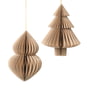 Broste Copenhagen - Christmas Mix Decorative pendant, fir tree & cones, Ø 13 x H 13 cm, natural brown (set of 2)