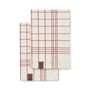 Humdakin - Organic cotton tea towel, 45 x 70 cm, checkered / maroon (set of 2)