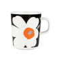 Marimekko - Oiva Unikko Mug with handle, 250 ml, white / black / orange (60th Anniversary Collection)