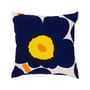 Marimekko - Unikko Cushion cover, 50 x 50 cm, cotton / dark blue / yellow / orange (60th Anniversary Collection)