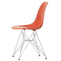 Vitra - Eames Plastic Side Chair DSR RE, chrome-plated / poppy red (basic dark felt glides)