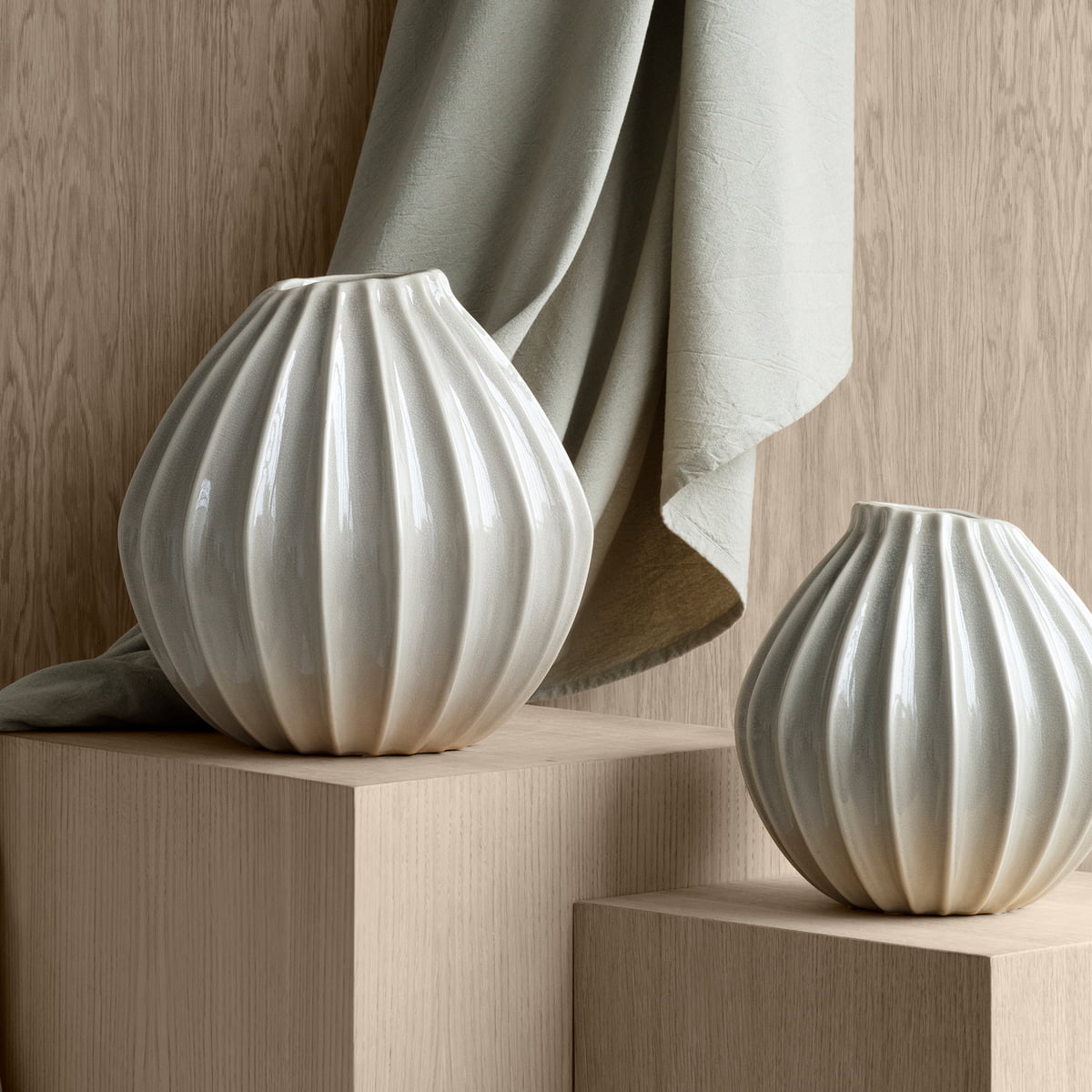 Buy Broste Copenhagen Laust Round Vase - Grey/Green | Amara