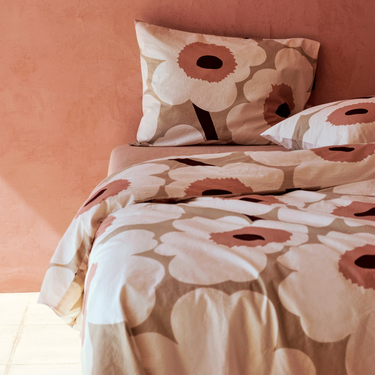 Solo Pink Floral Cotton Duvet Cover Bedding Set - Super King Size