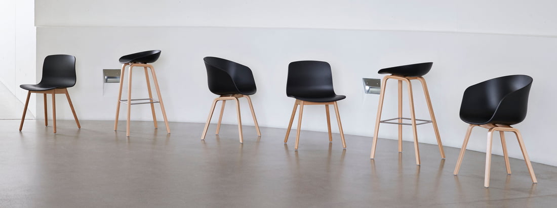 The About A Chair series by the Danish design studio Hay is one of the best known and most popular seating furniture series worldwide. The About A Eco series by Hay now goes one step further: recycled polypropylene (PP) is used for the production.
