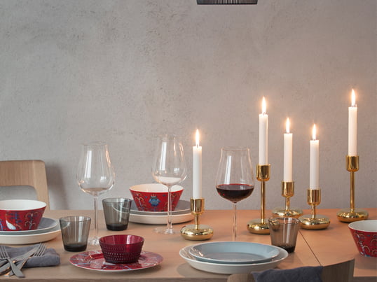 The Taike dinnerware series by the Finnish company Iittala is mystical and colourful.The extremely decorative pattern was designed by Klaus Haapaniemi.