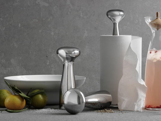Georg Jensen - The Alfredo collection designed by Alfredo Häberli is with the kitchen roll holder or the salt and pepper mill with the combination of functionality and optical elegance an eye-catcher in your kitchen. The knob is a beautiful trademark here.