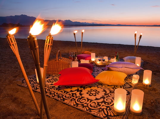 Outdoor Candle Light Dinner on the Beach