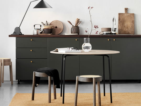 The Camp dining table by Northern in the ambience view: The table convinces with its simple, Scandinavian style and offers space for up to four people in the kitchen.