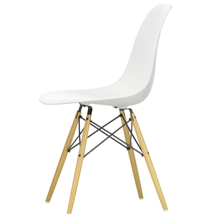 Eames Plastic Side Chair DSW by Vitra in yellowish maple / white