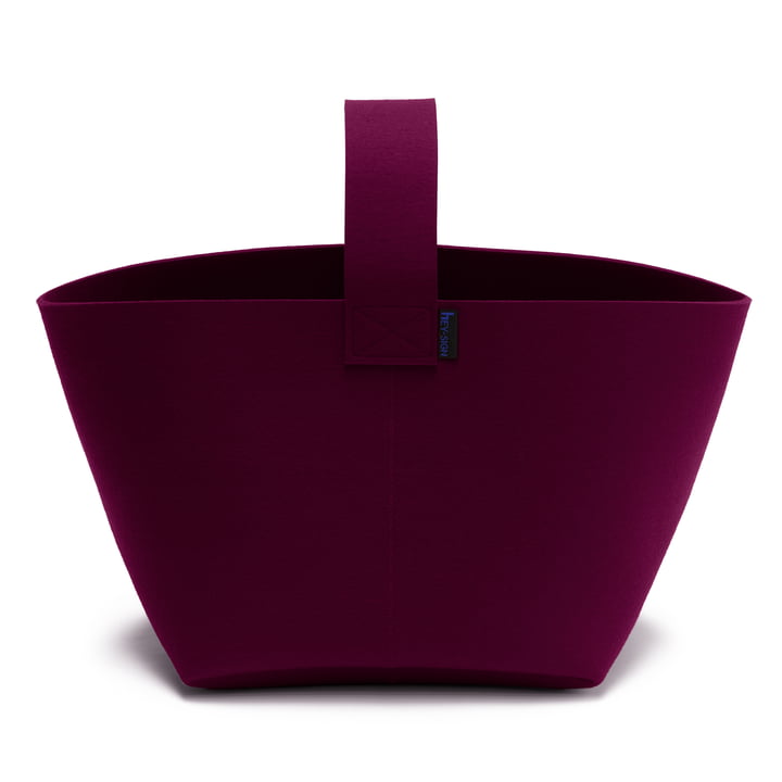 Hey Sign Firewood Basket with handle - aubergine
