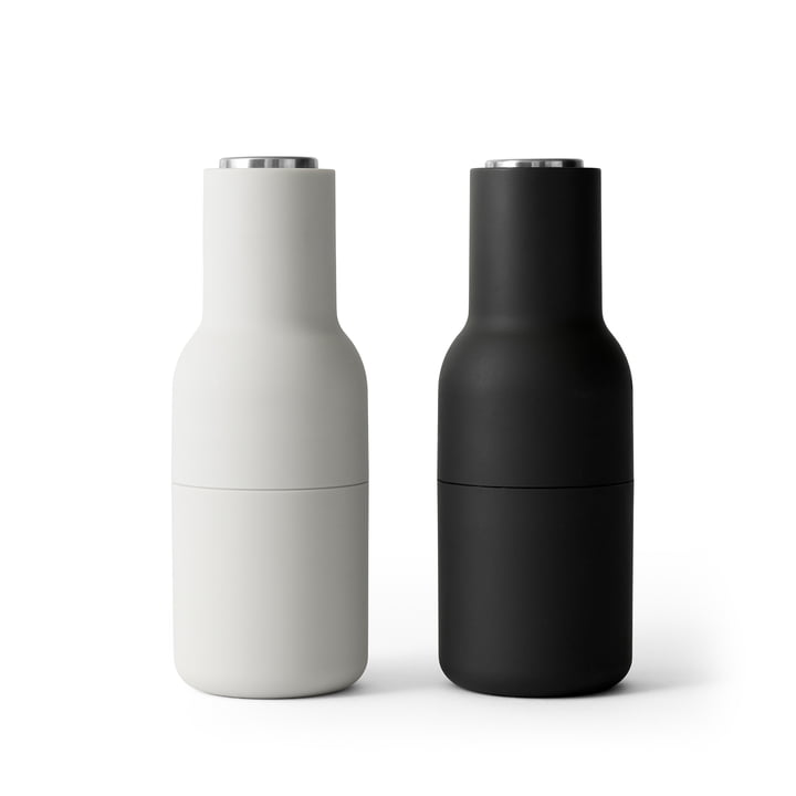 Bottle Salt and pepper mill set by Audo in Ash / Carbon (stainless steel lid)