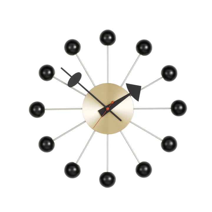 Ball Clock, black / brass