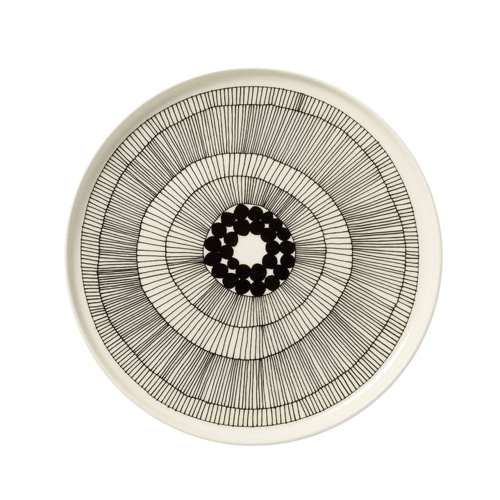 Siirtolapuutarha Plate, white / black from Marimekko