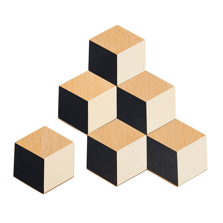 Areaware - Table Tiles, black / beige (set of 6)
