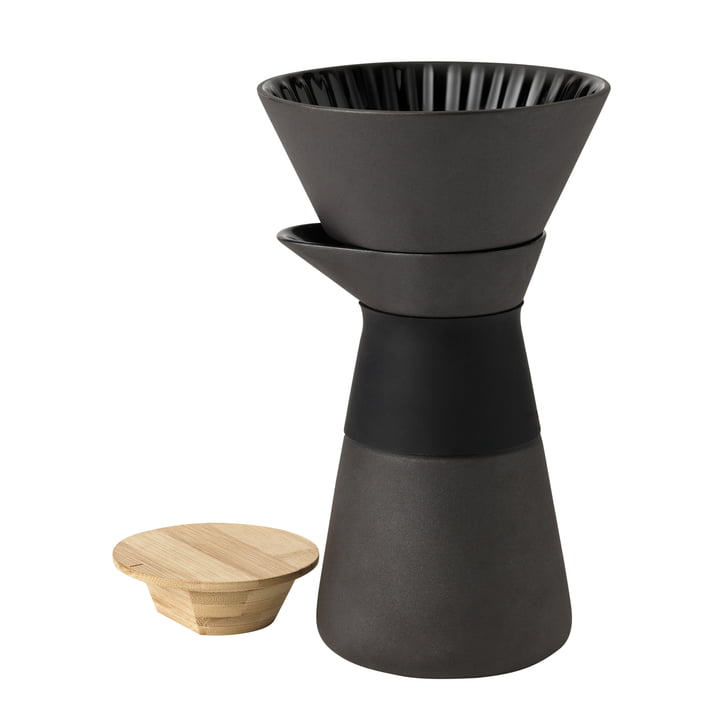 Theo coffee filter pot in matt black by Stelton