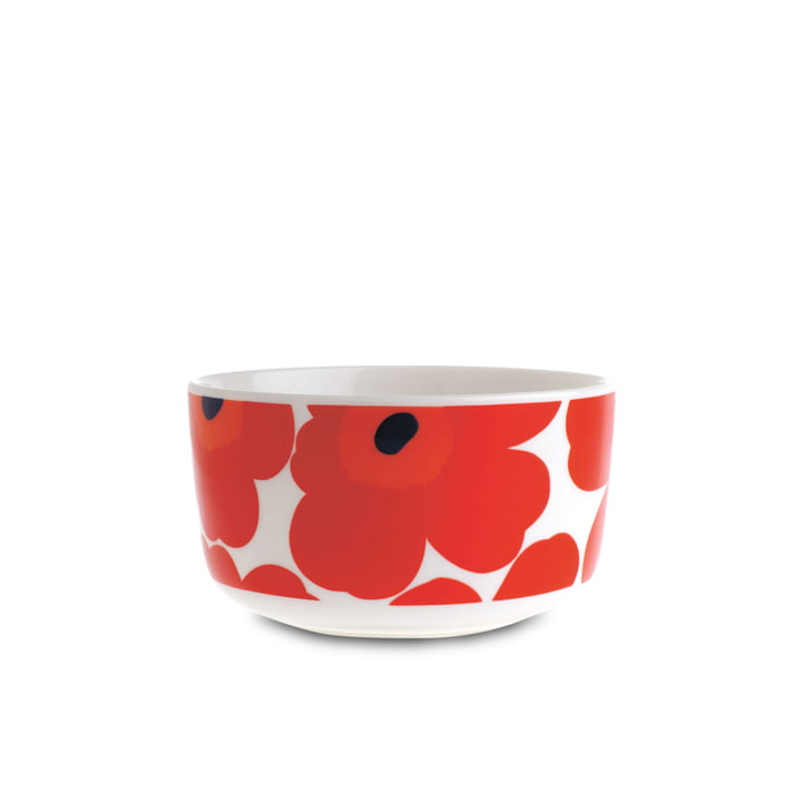 Oiva Unikko 500 ml bowl from Marimekko in white and red