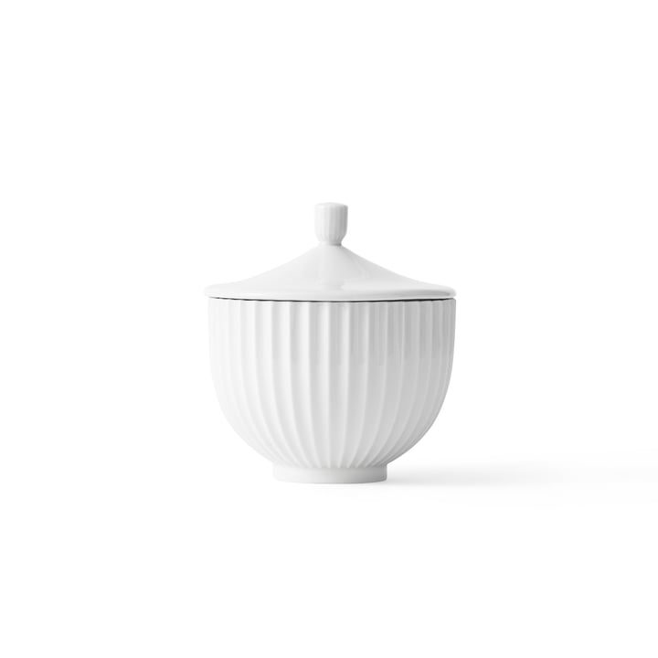 Bowl with Lid porcelain ø 10 cm by Lyngby Porcelæn in white