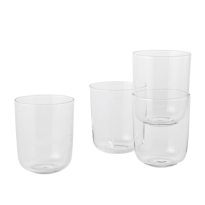 Corky drinking glasses (set of 4) tall by Muuto in clear