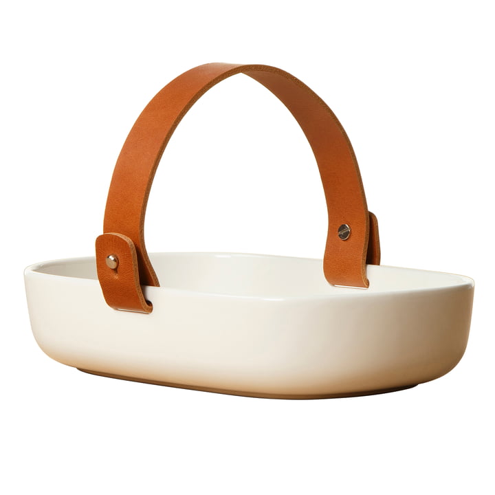 Oiva Serving bowl with leather handle from Marimekko