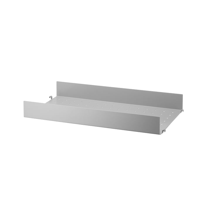 Metal shelf with high edge 58 x 30 cm from String in gray