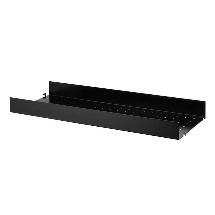 Metal shelf with high edge 78 x 30 cm from String in black