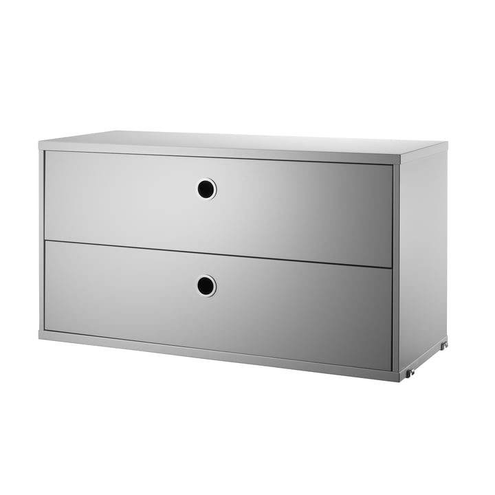 Cabinet module with drawers 78 x 30 cm from String in gray