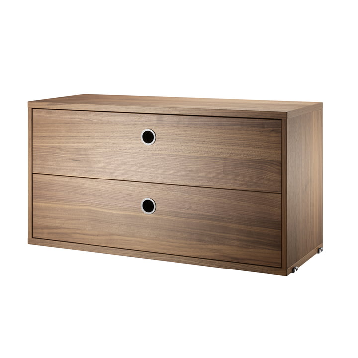 Cabinet module with drawers 78 x 30 cm from String in walnut