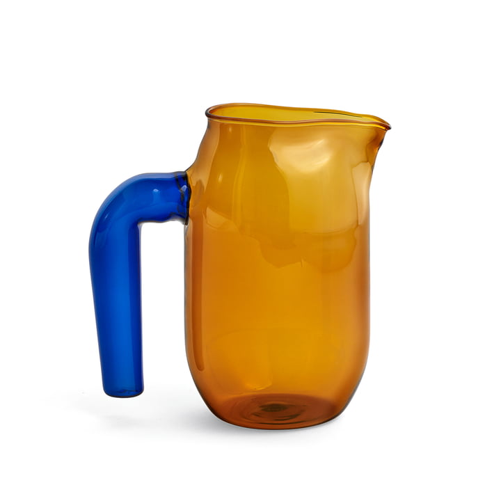 Glass jug small H 16.5 cm by Hay in amber and blue