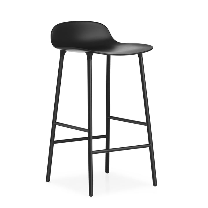 Form bar stool (65 cm) by Normann Copenhagen in black with steel frame