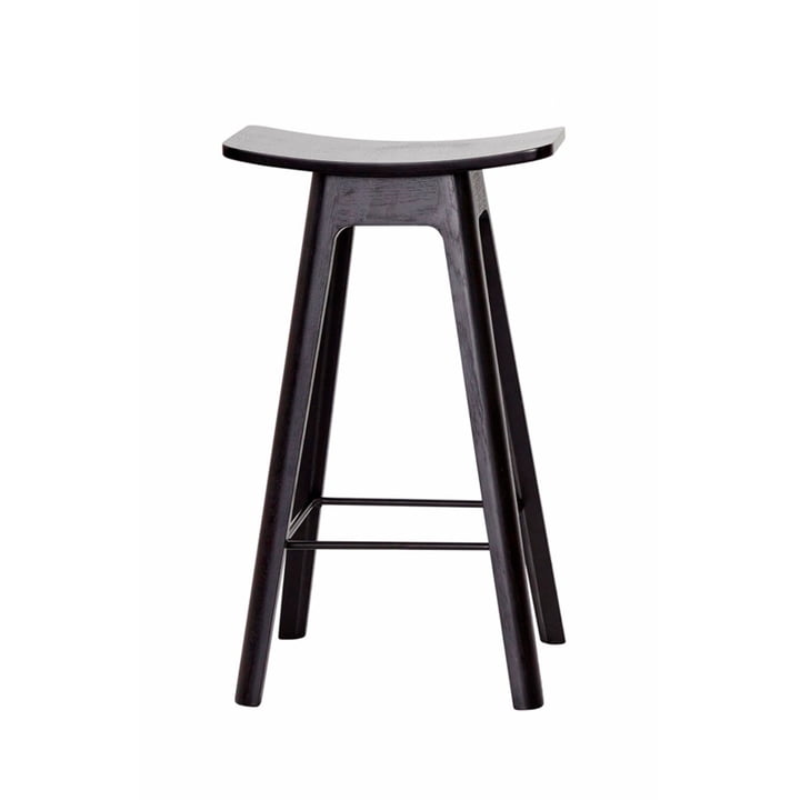 The Andersen Furniture - HC1 Bar Stool H 67 cm, Black Frame / Black Veneer Seat / Black Footrest
