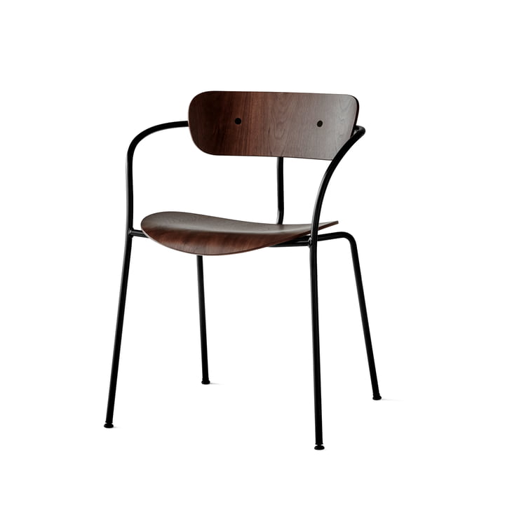 Pavilion Armchair by &Tradition with Black Base / Lacquered Walnut