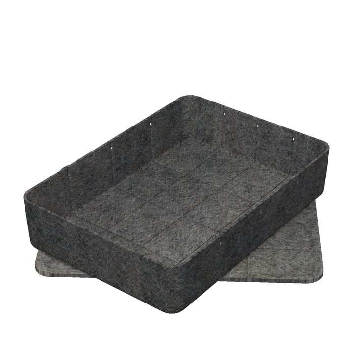 Inos Box with Tray, 45.3 x 32.2 cm, H 9.5 cm by USM Haller in Anthracite 