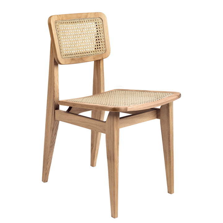 Gubi - C-Chair Dining Chair, All French cane, oiled oak