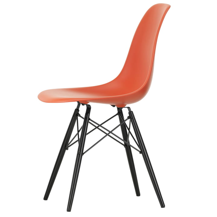 Vitra - Eames Plastic Side Chair DSW (H 43 cm), dark maple / red (poppy red)
